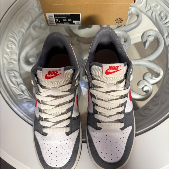 Nike Kids' White and Gray Sneakers with Red Accents - Picture 2 of 9